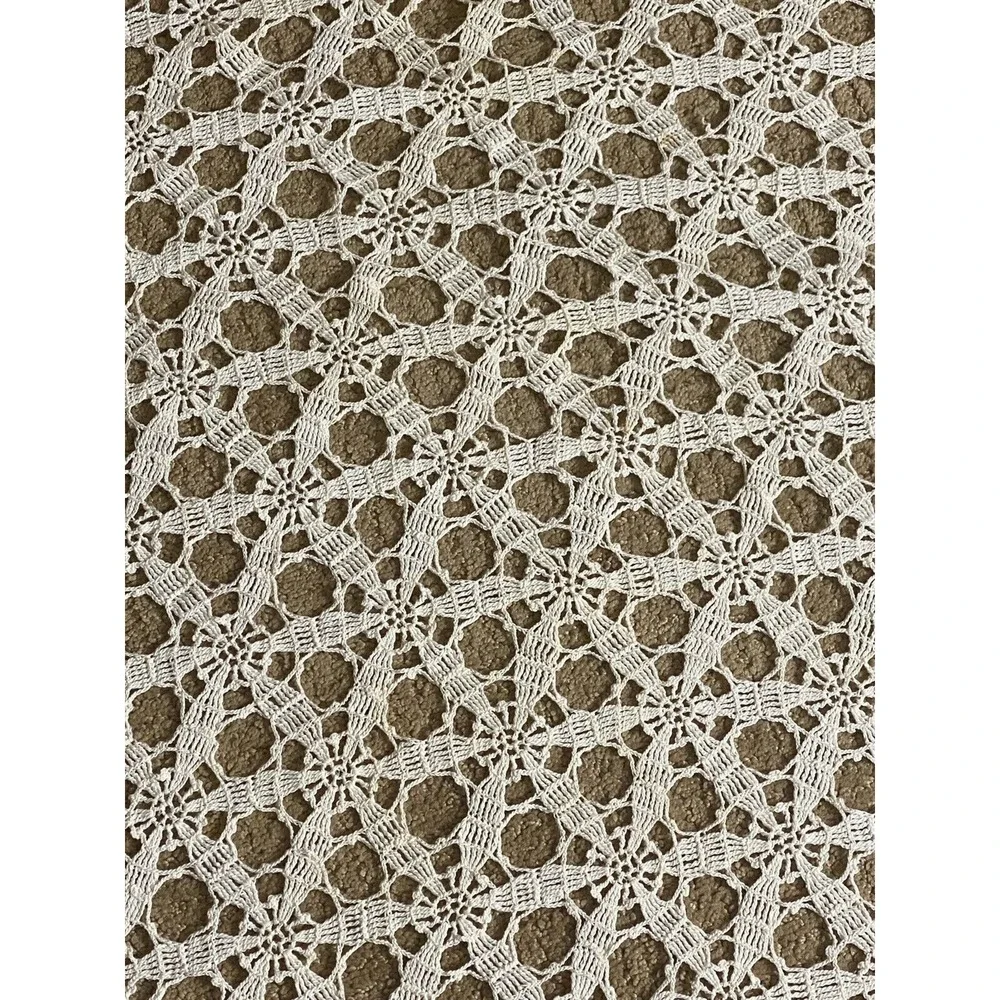 Vintage Handmade Crochet‎ Doily Tablecloth Bedspread Ecru Off White Twin 80